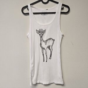 Victorias Secret  Bedazzled Crowned Deer Graphic Tank Top White M